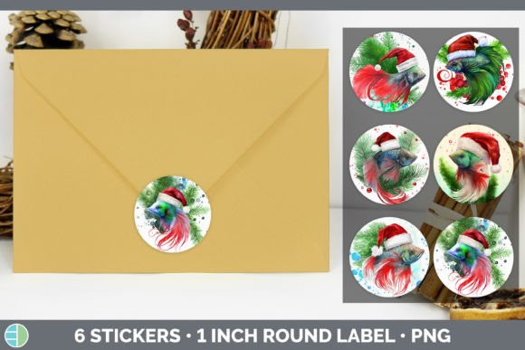 Beta Fish Christmas Stickers Sticker 1 Illustrations