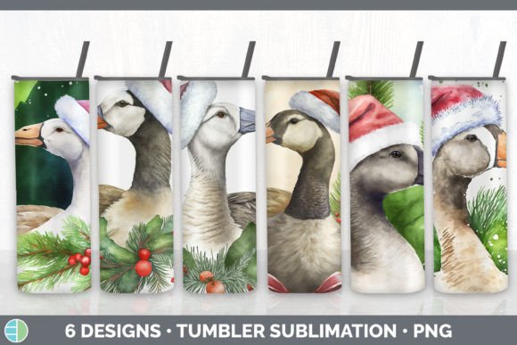 Christmas Barn Goose Tumbler Sublimation in Illustrations
