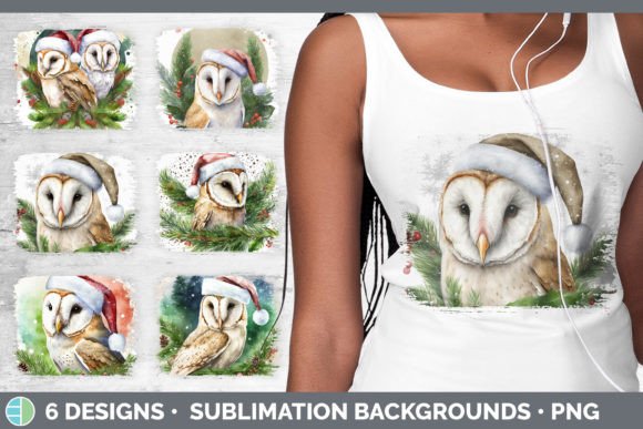 Christmas Barn Owl Distressed Sublimatio Illustrations Review