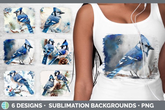 Christmas Blue Jay Distressed Sublimation Illustration Review
