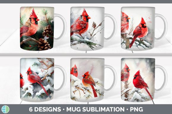 Christmas Cardinal Mug Sublimation Cof Illustrations