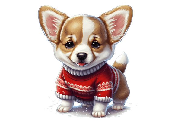 Christmas Corgi Illustration for Local Business Branding