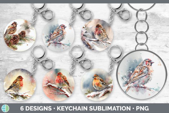 Christmas Finch Keychain Bundle Illustrations
