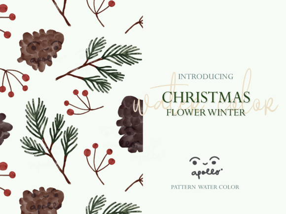 Christmas Flower Winter Pattern 04 Illustrations for Local Branding