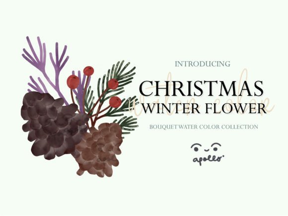 Christmas Flower Winter Watercolor 04 Illustrations