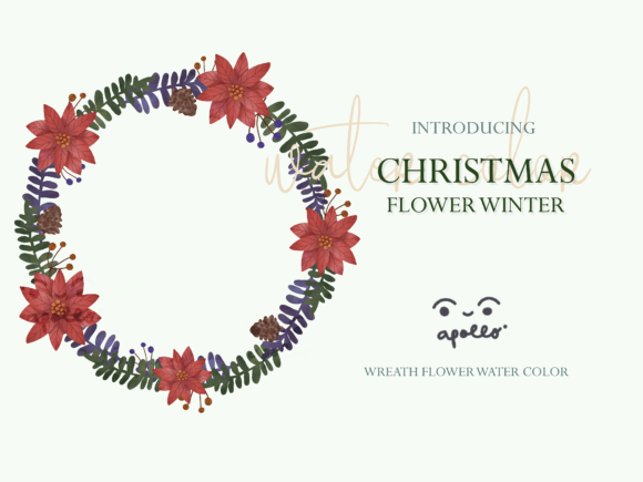 Christmas Flower Winter Wreath 01 Illustrations