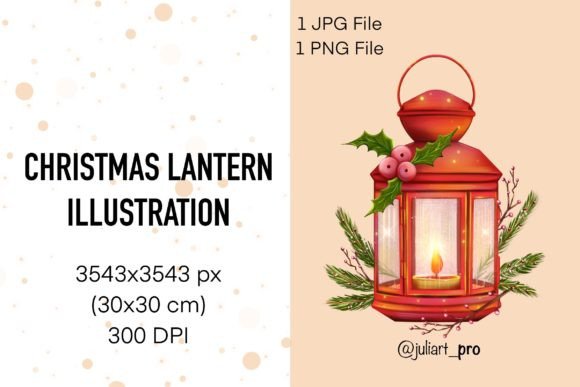 Christmas Lantern, Red Lantern Illustration for Local Branding