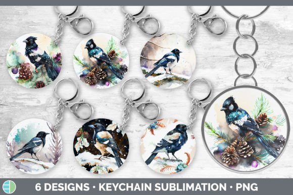 Christmas Magpie Keychain Bundle Keyri Illustrations