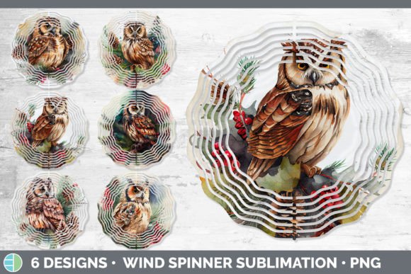 Christmas Owl Wind Spinner Sublimation Illustrations