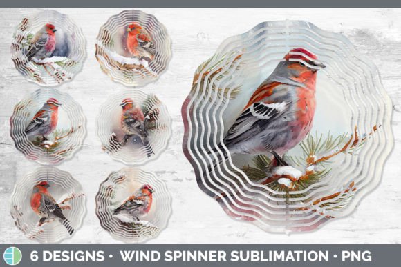 Christmas Pine Grosbeak Wind Spinner S Illustrations
