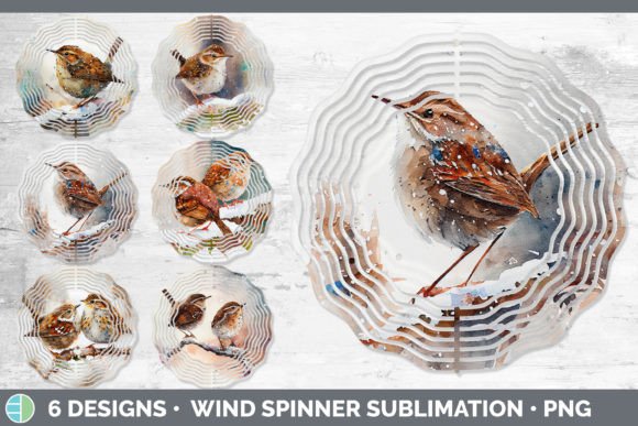 Christmas Wren Wind Spinner Sublimatio Illustrations for Branding
