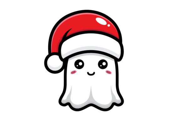 Cute Ghost is Celebrating Christmas Illustration