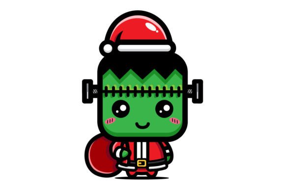 Cute Monster Celebrates Christmas Illustration
