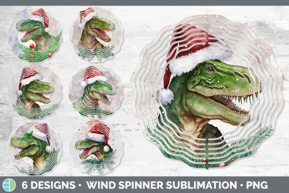 Dinosaur Christmas Wind Spinner Sublim for Festive Illustrations
