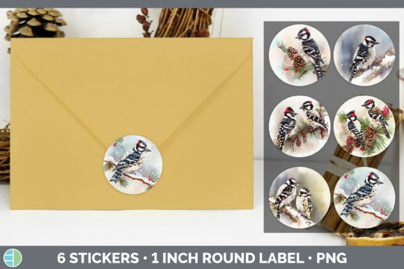 Downy Woodpecker Christmas Stickers St for Branding and Illustrations