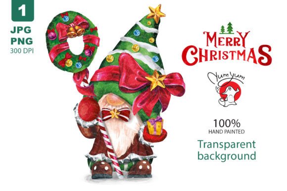 Gnome with Christmas Wine Illustration