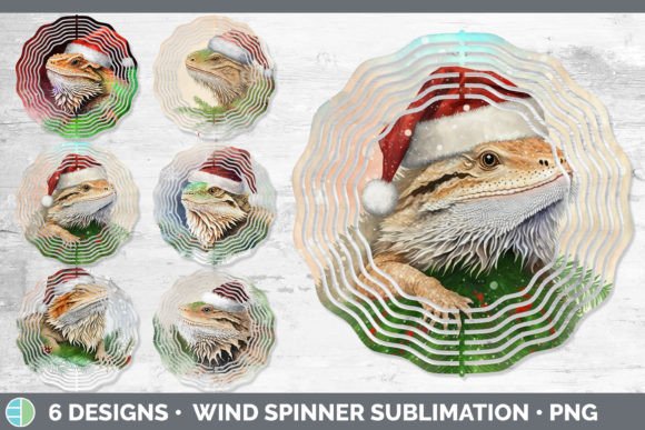 Santa Bearded Dragon Christmas Wind Spin Illustrations