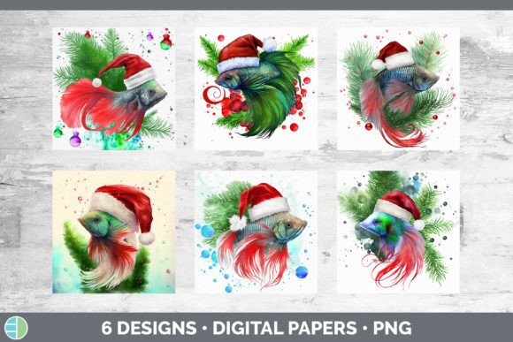Santa Beta Fish Christmas Backgrounds for Festive Illustrations