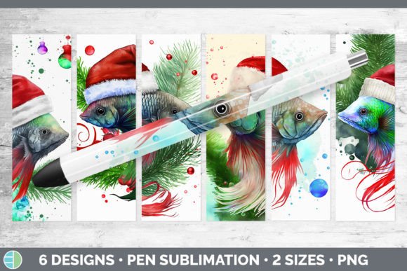 Santa Beta Fish Christmas Pen Wraps Illustrations