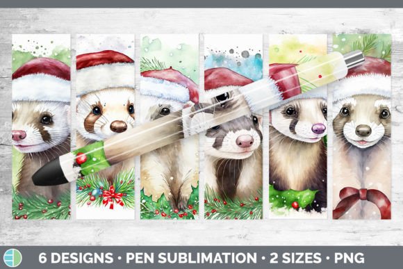Santa Ferret Christmas Pen Wraps Epoxy Illustrations
