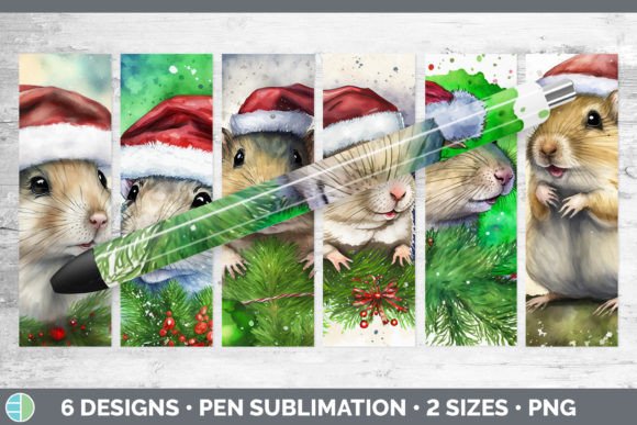 Santa Gerbil Christmas Pen Wraps Epoxy Illustrations