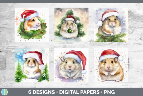 Santa Hamster Christmas Backgrounds Di Illustrations