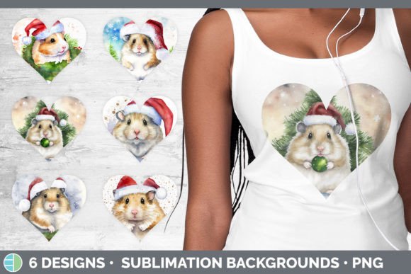 Santa Hamster Christmas Hearts Clipart Illustrations