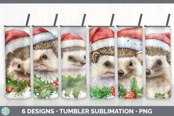 Santa Hedgehog Christmas Tumbler Illustration