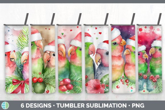 Santa Lovebirds Christmas Tumbler Sublim Illustrations