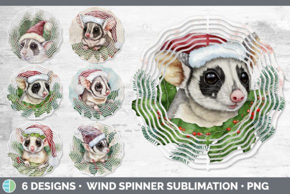 Santa Sugar Glider Christmas Wind Spinner Embroidery