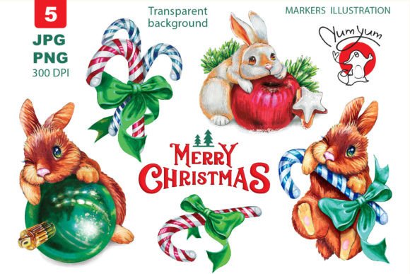 Set of Christmas Illustrations with Mark