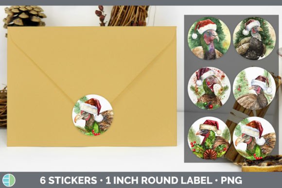 Turkey Christmas Stickers Sticker 1in: Modern Illustrations for Publishers