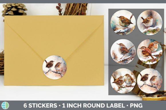 Wren Christmas Stickers Sticker 1in Ro - Illustrations for Seasonal Design